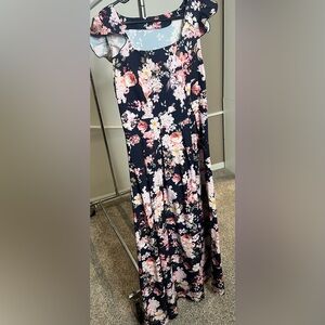 Floral Maxi Dress in Navy and Pink